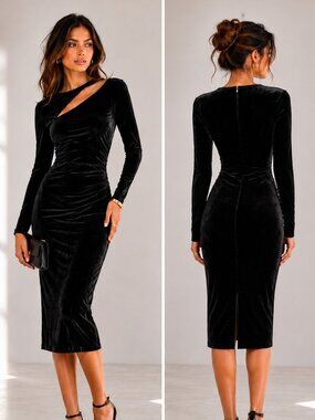 NEW REISS Macey Velvet Long Sleeve Bodycon Dress Size 4